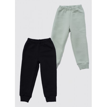 Комплект: Дитячі спортивні штани джогери 2 шт Чорний/Оливковий